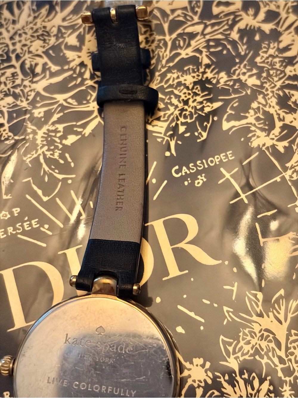 kate spade Black Leather Strap Gold-Tone Case Watch - Picture 4 of 5